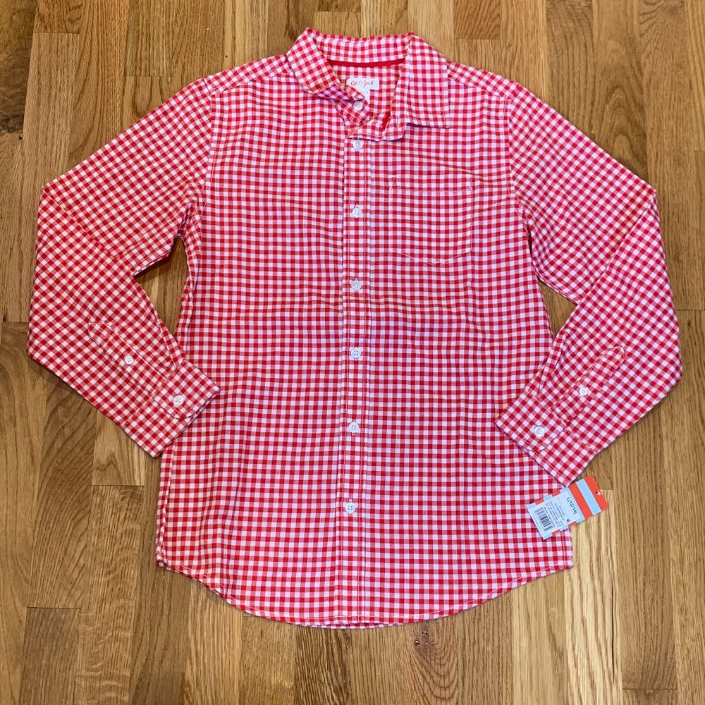 Cat & Jack Boys Red Plaid Button Down Shirt